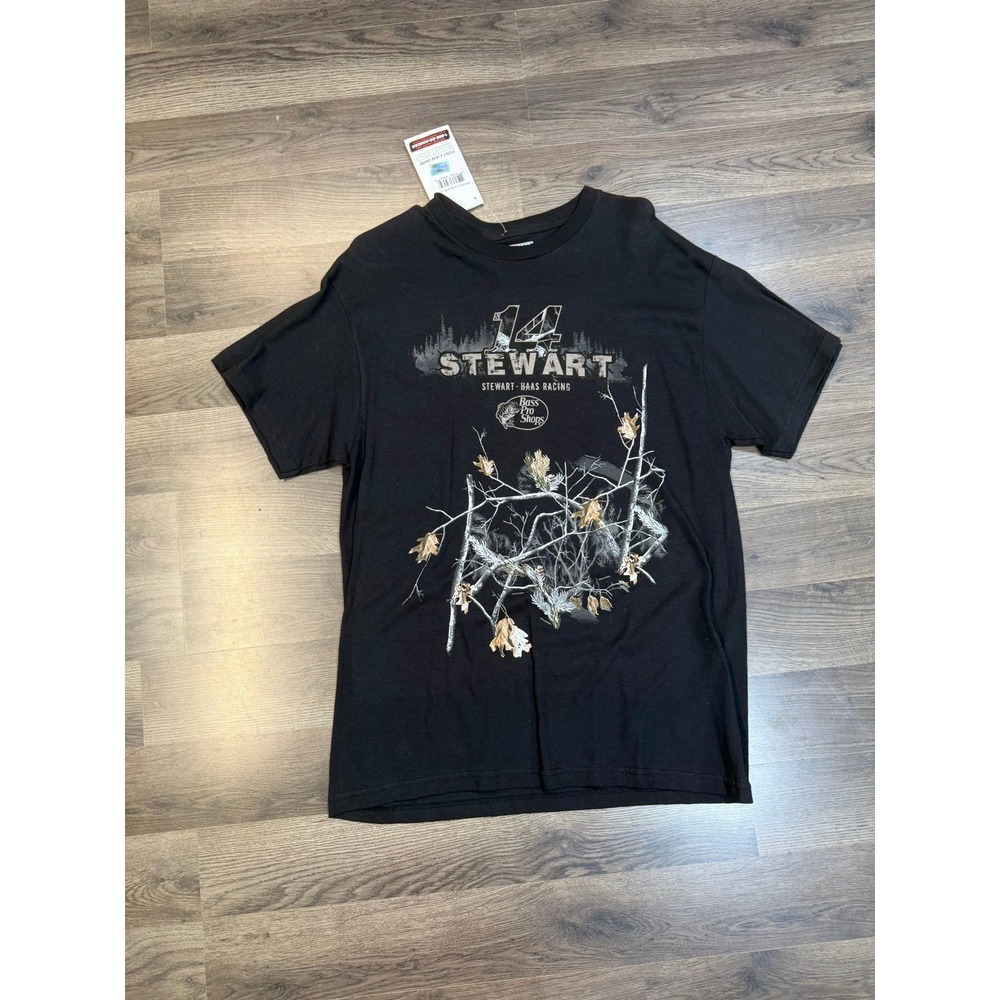 NASCAR Tony Stewart 14 Bass Pro Shops Realtree Camo T-Shirt Black Large NWT
